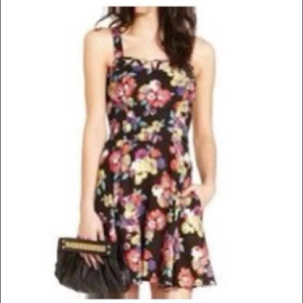 Material girl floral cut out detail mini dress